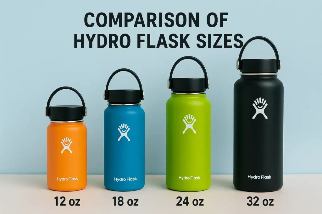 Comparison of Hydro Flask Sizes oz
Hydro Flask offers a wide range of sizes to accommodate different hydration needs and preferences. The standard sizes include 12 oz, 18 oz, 24 oz, 32 oz, 40 oz, 64 oz, and even a massive 128 oz option.
Each size of Hydro Flask serves a specific purpose, from kids' bottles to growlers for backpacking adventures.
The size chart below provides a quick overview of the available options, making it easier to compare capacity and dimensions at a glance.
Understanding the volume differences helps individuals determine which bottle will provide enough water for their activities without adding unnecessary weight to their bags.